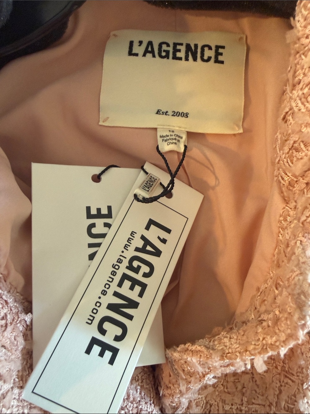 L'Agence Cove Dusty Rose Tweed Cropped Jacket NWT - Picture 8 of 8